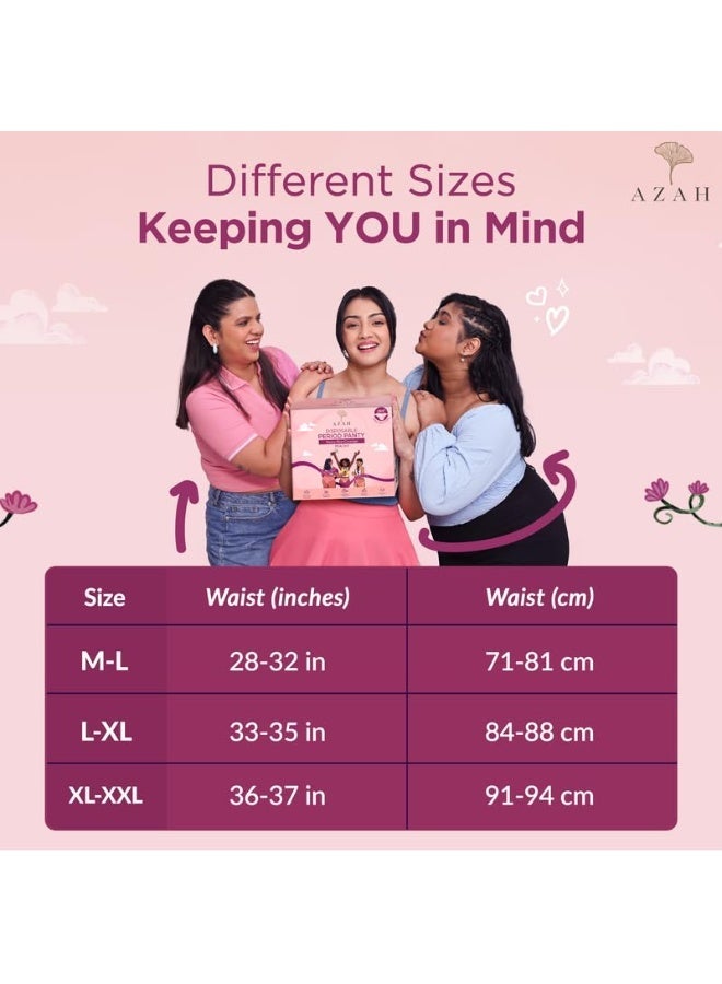 عزة سراويل أزاه النسائية للاستخدام مرة واحدة للحيض | سراويل نسائية للحيض الغزير | مظهر جديد أنيق | حماية تدوم 12 ساعة | تغطية 360 درجة | حماية طوال الليل [مقاسات L-XL، عبوة من 10 قطع] - Image 2