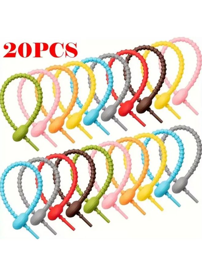 20 Piece Mix Color Cable Organizer Clips Reusable Wire Management with Safety Ties - Image 1