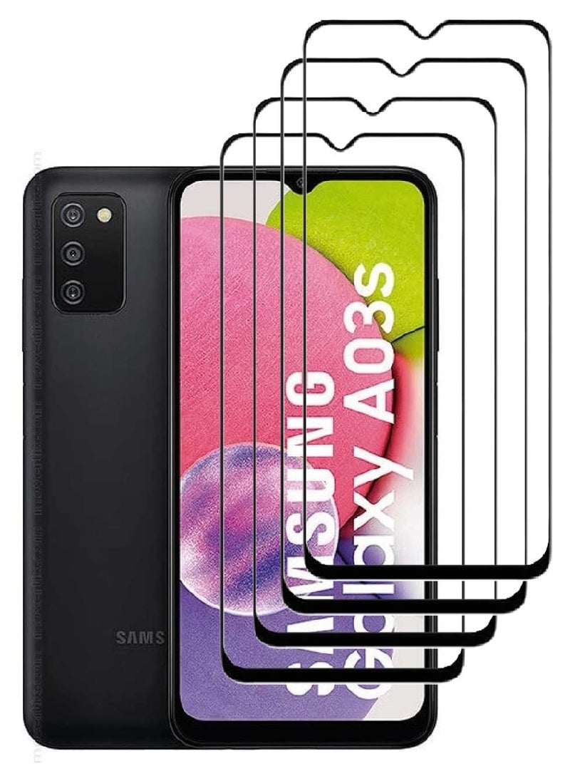 AINA 4 Pieces Tempered Glass Screen Protector 5D Designed For Samsung Galaxy A03s Full Glue Edge to Edge Full Screen Coverage And Bubble Free - Image 1