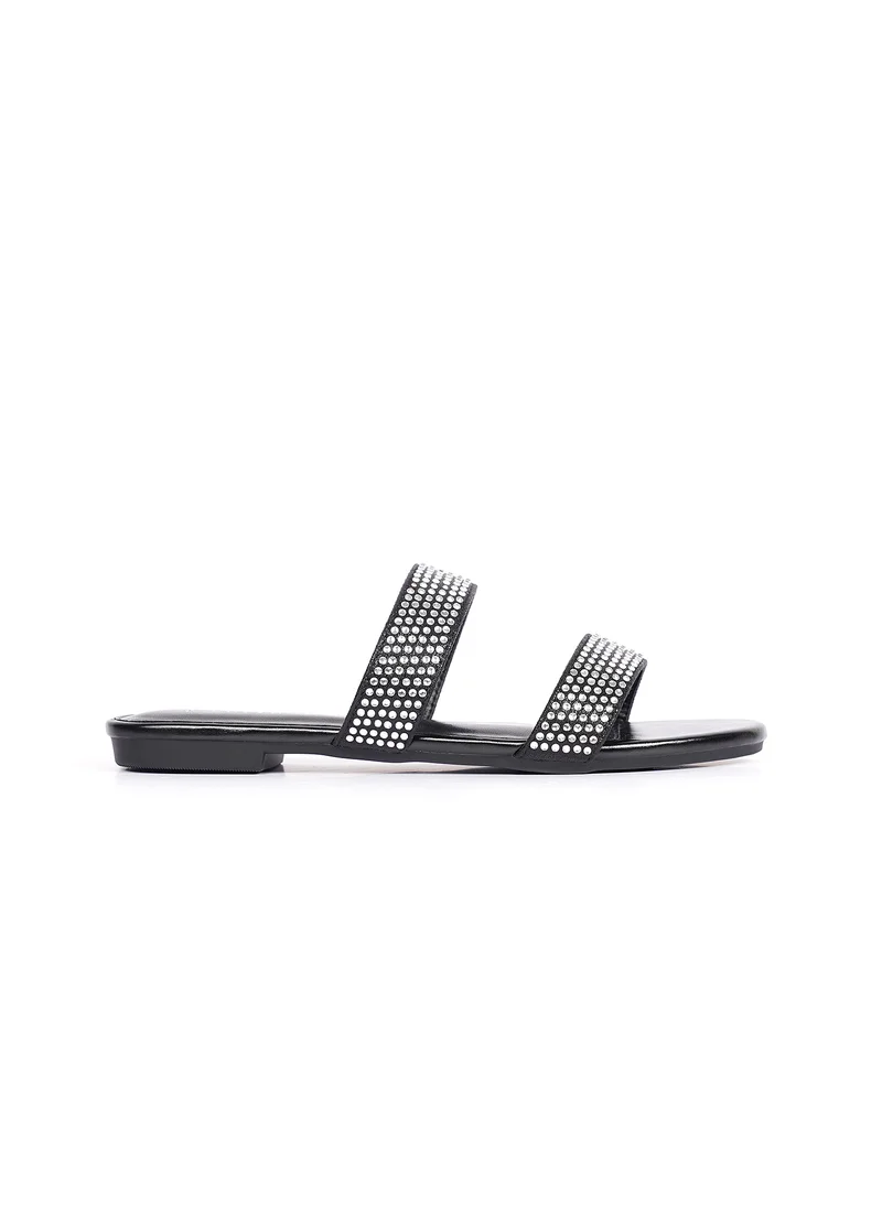 Cuple Womens embelished two-strap slide Sandals