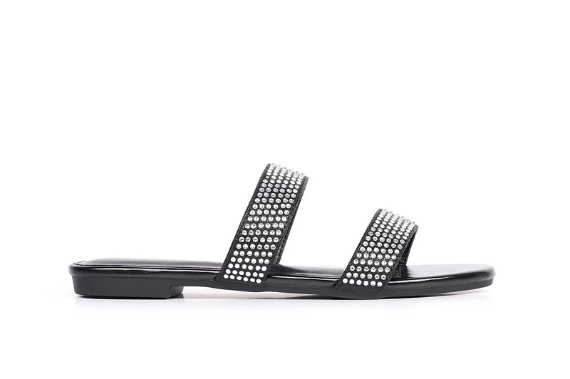 Womens embelished two-strap slide Sandals