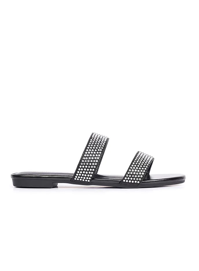 Cuple Womens embelished two-strap slide Sandals