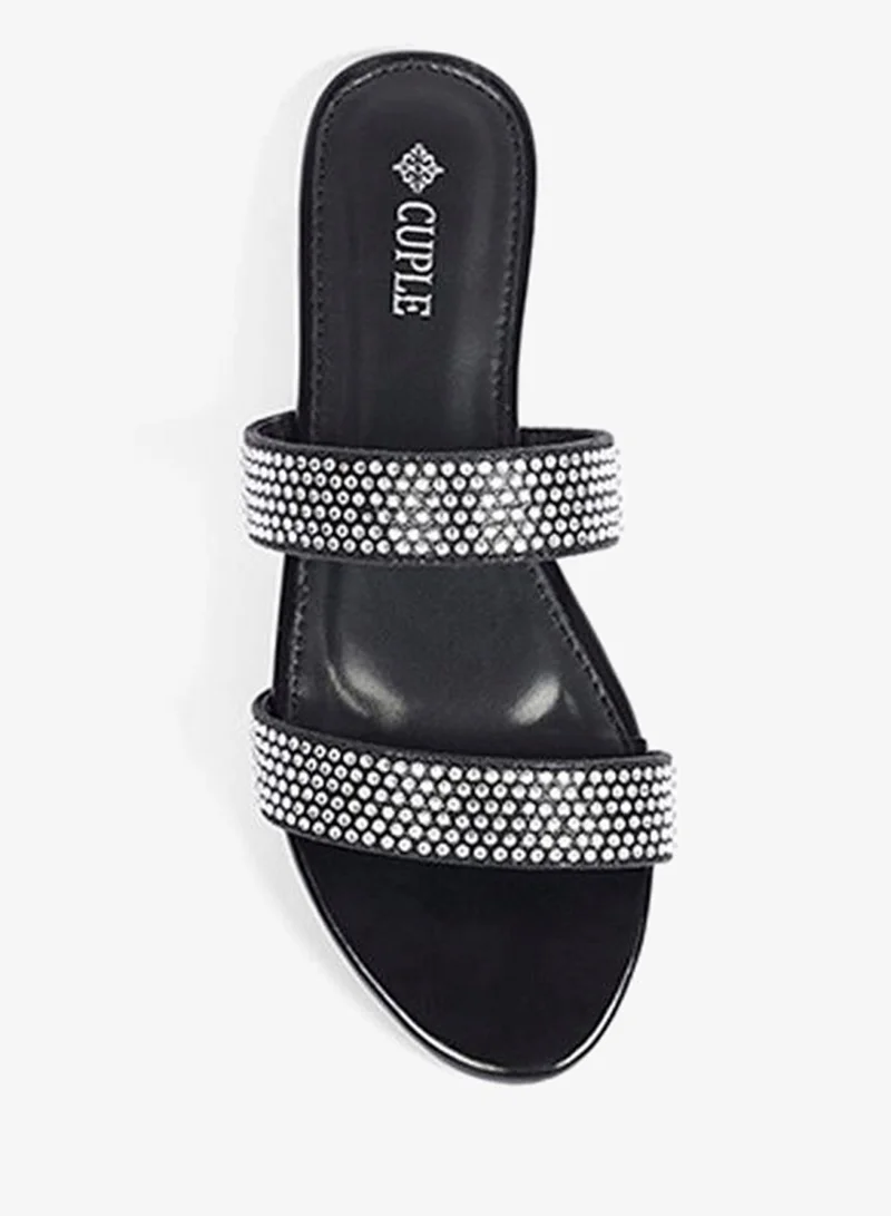 Cuple  Womens embelished two-strap slide Sandals for Women | Best Price UAE