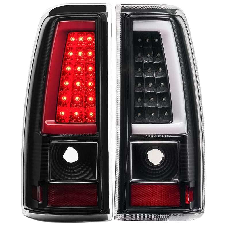 APSVE LED Tail Lights Assembly Fit 03-06 Chevy Chevrolet Silverado 1500 2500 3500 Taillight Turn Signal Rear Brake Lamp Driver and Passenger Side Smoke Black 2003 2004 2005 2006 - Image 1