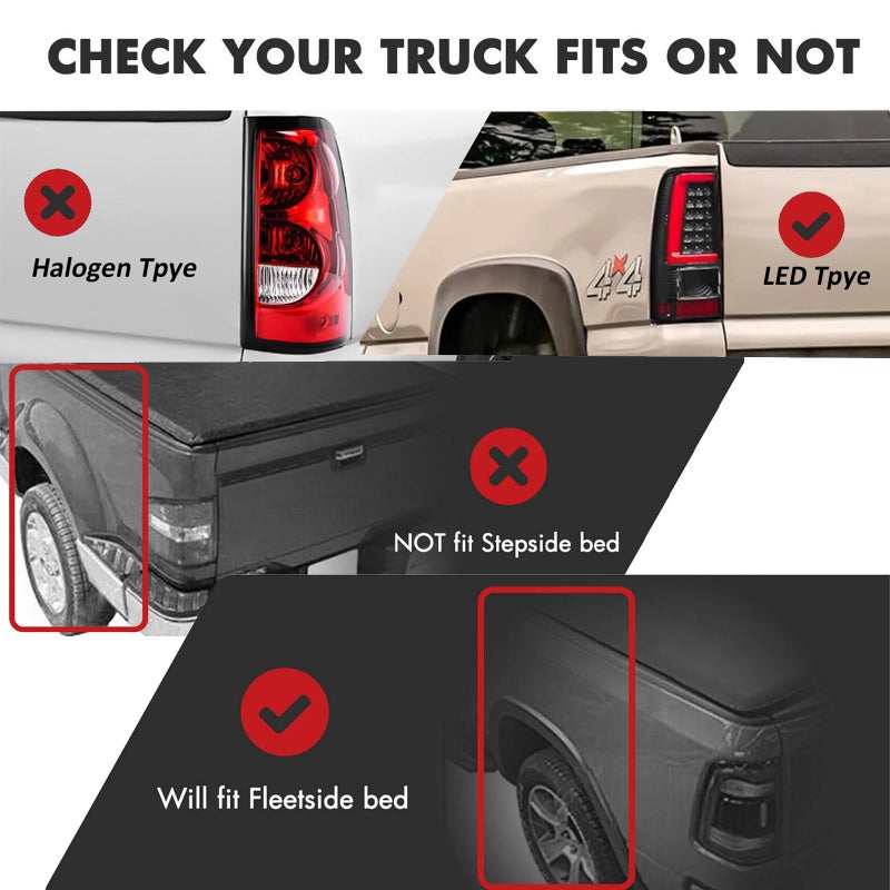 APSVE LED Tail Lights Assembly Fit 03-06 Chevy Chevrolet Silverado 1500 2500 3500 Taillight Turn Signal Rear Brake Lamp Driver and Passenger Side Smoke Black 2003 2004 2005 2006 - Image 3