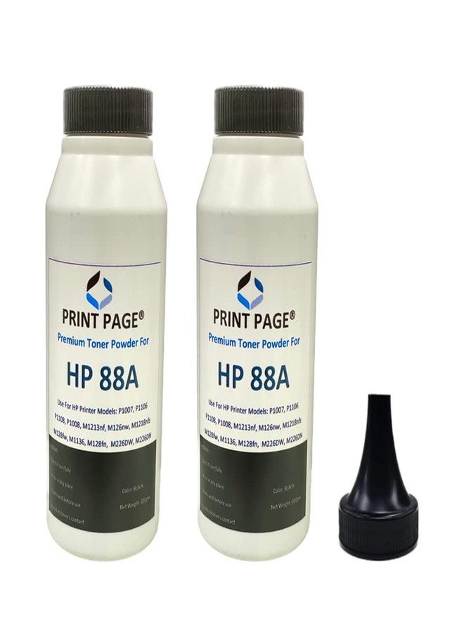 Print Page Ultra Dark Toner Powder for Use in 88A, 78A, 36A, 83A, 35A, 85A, Canon 925, 328, 326, 337 (Pack of 2) - Image 1