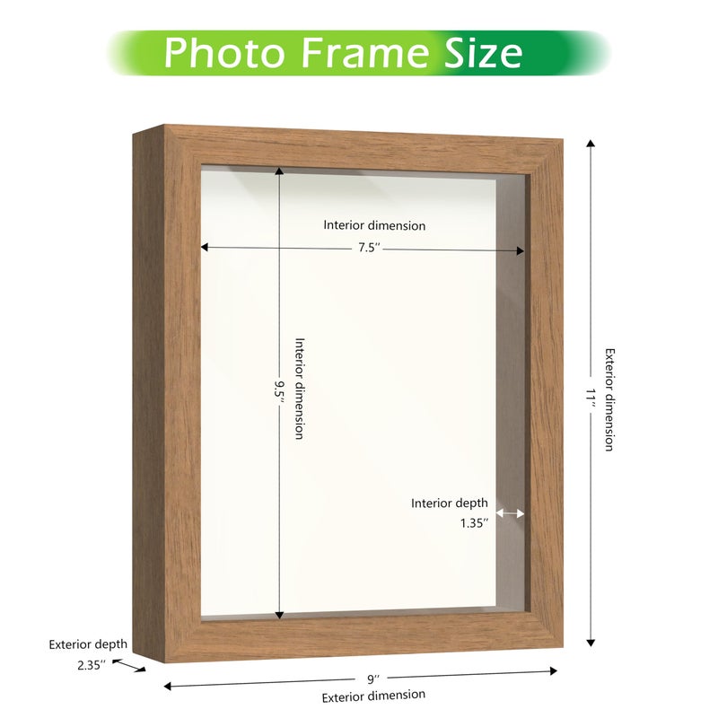 FrameWorks 8â€ x 10â€ Golden Oak Wooden Shadow Box Frame â€“ Display Case with Soft Felt Back, Memory Box with Tempered Glass, Display Box with Elegant White Ball Push Pins, Wooden Flower Box - Image 2