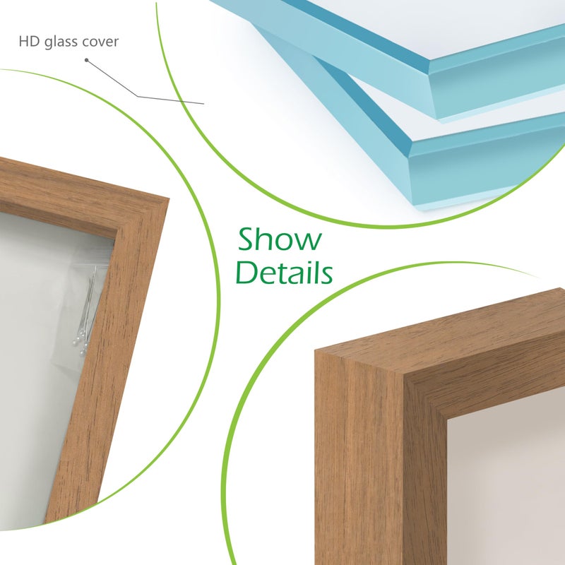 FrameWorks 8â€ x 10â€ Golden Oak Wooden Shadow Box Frame â€“ Display Case with Soft Felt Back, Memory Box with Tempered Glass, Display Box with Elegant White Ball Push Pins, Wooden Flower Box - Image 3