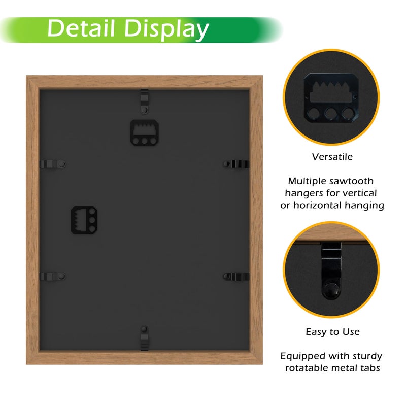 FrameWorks 8â€ x 10â€ Golden Oak Wooden Shadow Box Frame â€“ Display Case with Soft Felt Back, Memory Box with Tempered Glass, Display Box with Elegant White Ball Push Pins, Wooden Flower Box - Image 4