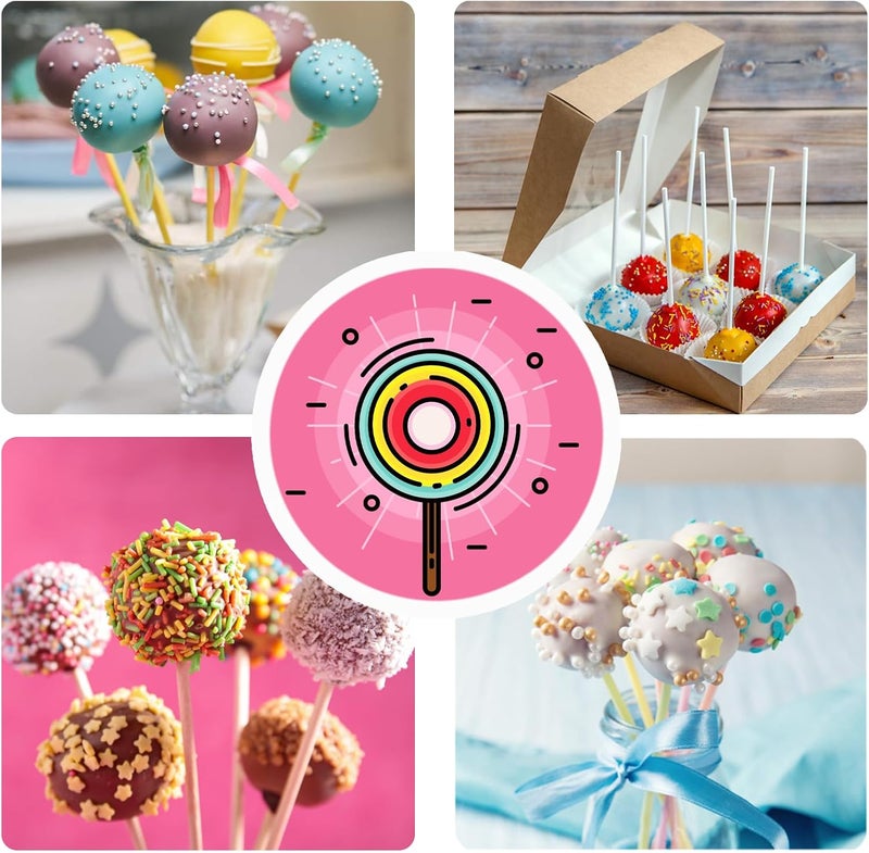 Eiahonen 300 PCS Cake Pop Sticks and Wrappers Kit, Including 100ct 4-inch Papery Lollipop Treat Sticks, 100ct Clear Parcel Bags, 100ct Colorful Twist Ties for Cake Pops, Chocolates and Cookies - Image 5