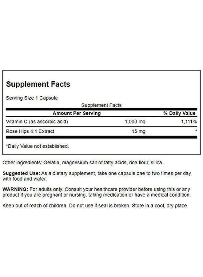 SWANSON Vitamin C W/Rose Hips Herbal Supplement Promoting Skin Health Heart Health & Immune System Support Natural Formula Promoting Protection & Wellness (90 Capsules 1000Mg Each) - Image 3