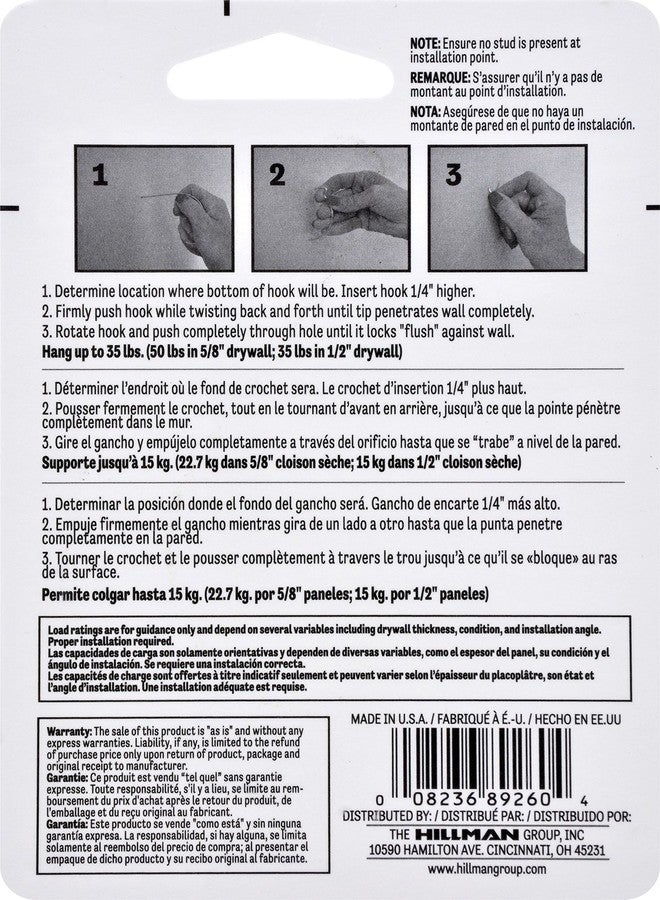 Hillman 121049 Monkey Hooks (35lb) 4 Pack - Image 3