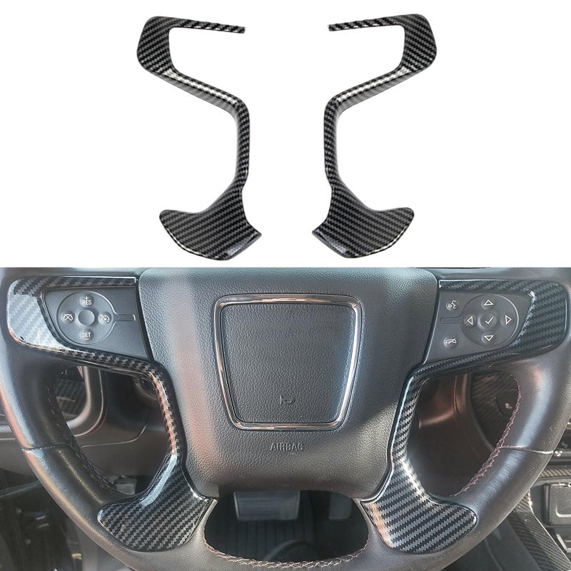 Tocatus Steering Wheel Trim Cover for 20142018 GMC Sierra for 20152020 GMC Yukon ABS Carbon Fiber 2PCS