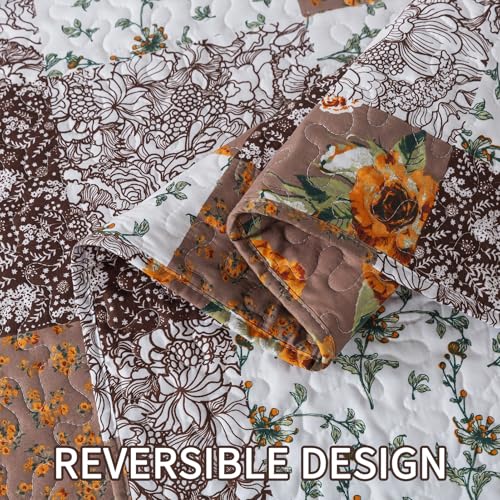 BEDIFANY Cotton Filling Queen Quilt Set - Reversible Farmhouse Bedspreads Queen Size with 2 Pillow Shams - Lightweight Queen Size Quilt Bedding Sets, 3 Pieces (90 x 98 inch) - Image 5