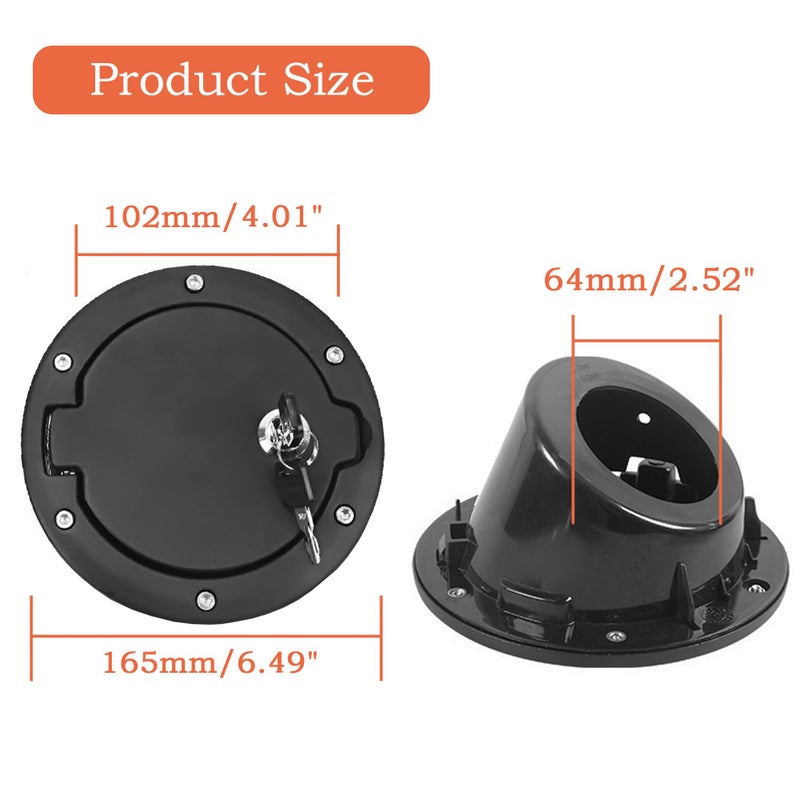 FIQAPJ Fuel Filler Door Cover  Gas Fuel Tank Cap Cover Black Fit for 2007 2008 2009 2010 2011 2012 2013 2014 2015 2016 2017 2018 Jeep Wrangler JK & Unlimited Sport Rubicon Sahara (Locking) - Image 5
