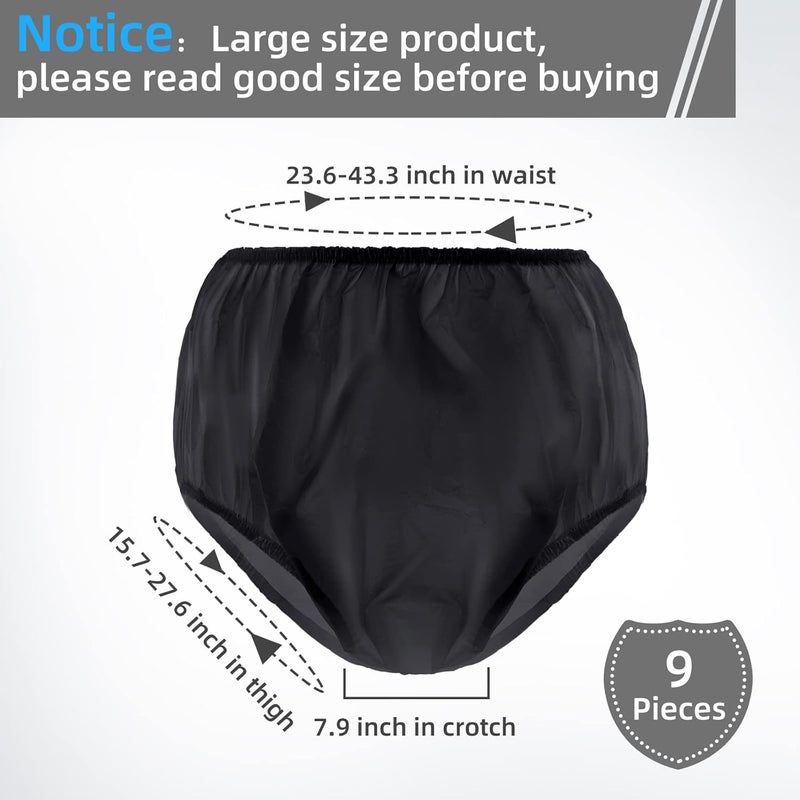 Hoolerry 9 Pcs Waterproof Incontinence Underpants Plastic Pants Leak Proof Incontinence Underwear Adult Diaper CoverM SizeBlack - Image 2