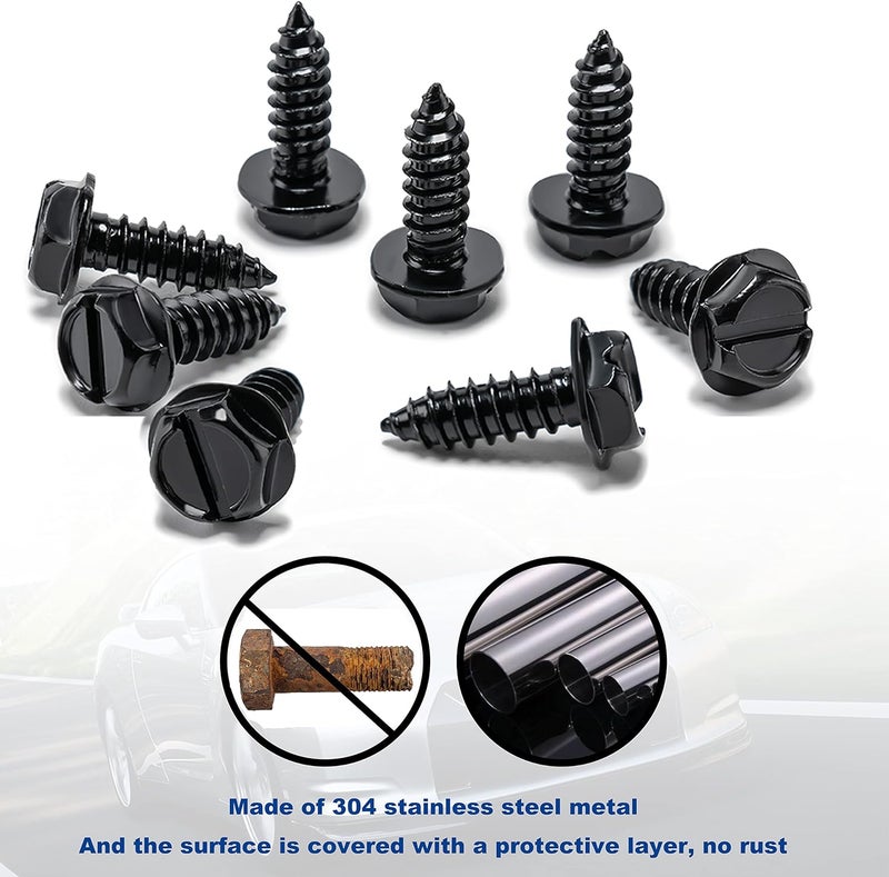 Hoewina 8-Piece Stainless Steel Anti-Theft License Plate Screws - Image 2
