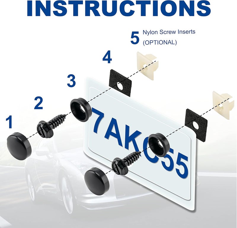 Hoewina 8-Piece Stainless Steel Anti-Theft License Plate Screws - Image 3