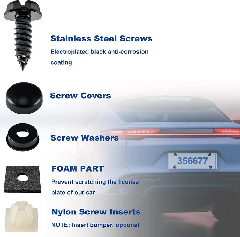 Hoewina 8-Piece Stainless Steel Anti-Theft License Plate Screws - Image 4