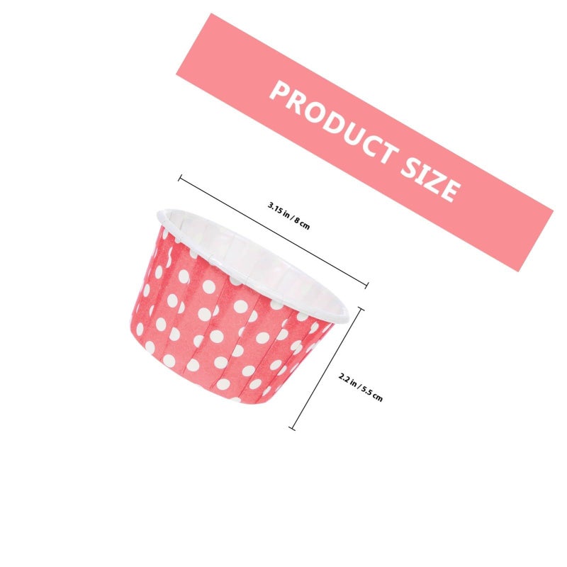 100pcs Mini Baking Cups Pink Polka Dot Muffin Liners Oil Proof Paper with Rim - Image 3