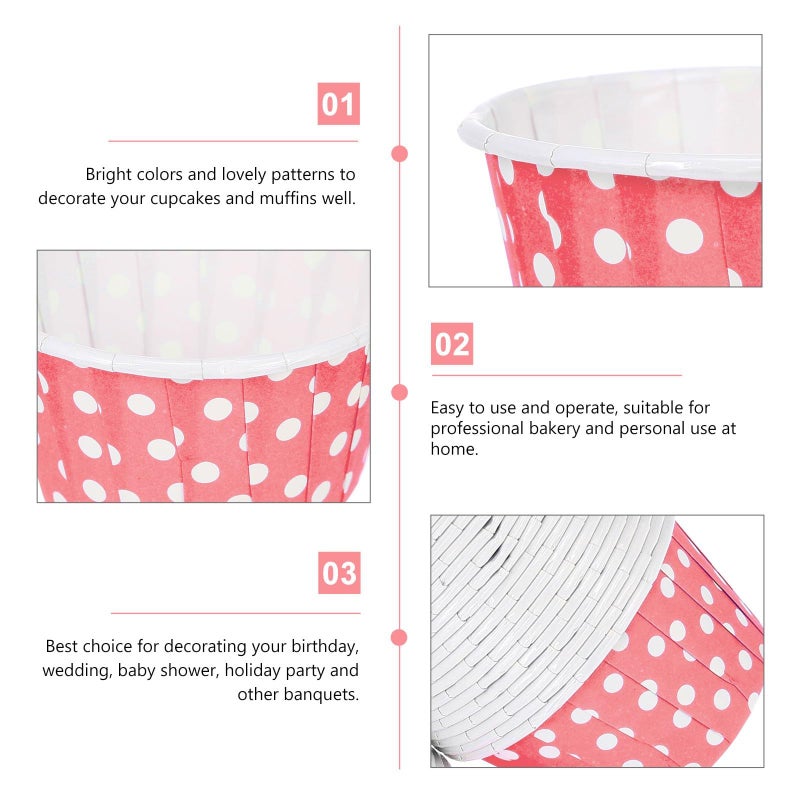 100pcs Mini Baking Cups Pink Polka Dot Muffin Liners Oil Proof Paper with Rim - Image 4