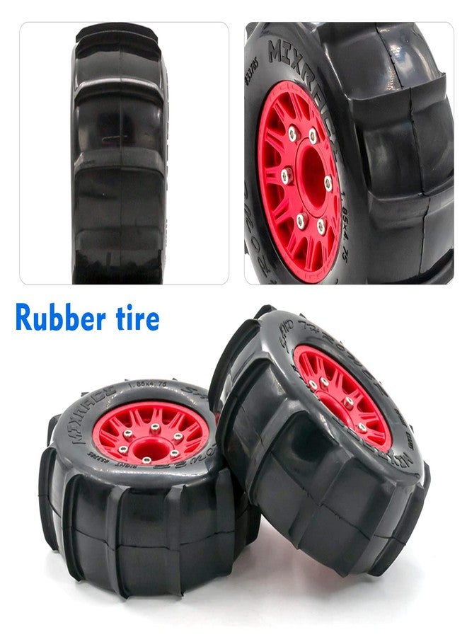 GoolRC RC Paddle Tires, 4PCS Off Road Snow Sand Rubber Tires Hex 12mm Wheels Replacement for 1/10 Short-Course Truck 727 Slash K1 RC Car (Red) - Image 4