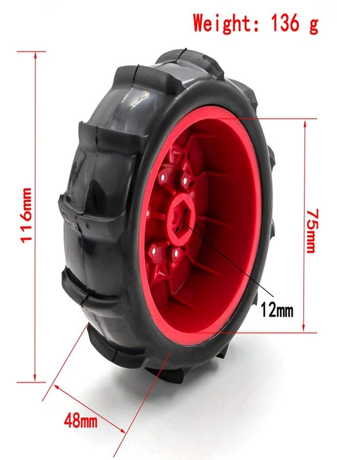 GoolRC RC Paddle Tires, 4PCS Off Road Snow Sand Rubber Tires Hex 12mm Wheels Replacement for 1/10 Short-Course Truck 727 Slash K1 RC Car (Red) - Image 5