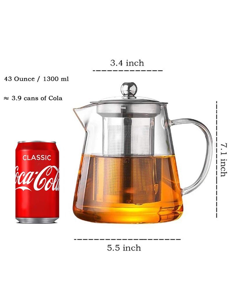TMOST Glass Teapot with Infuser Tea Pot 32oz/43oz Tea Kettle Stovetop Safe Blooming and Loose Leaf Tea Maker Set (43oz/ 1300ml) - Image 5