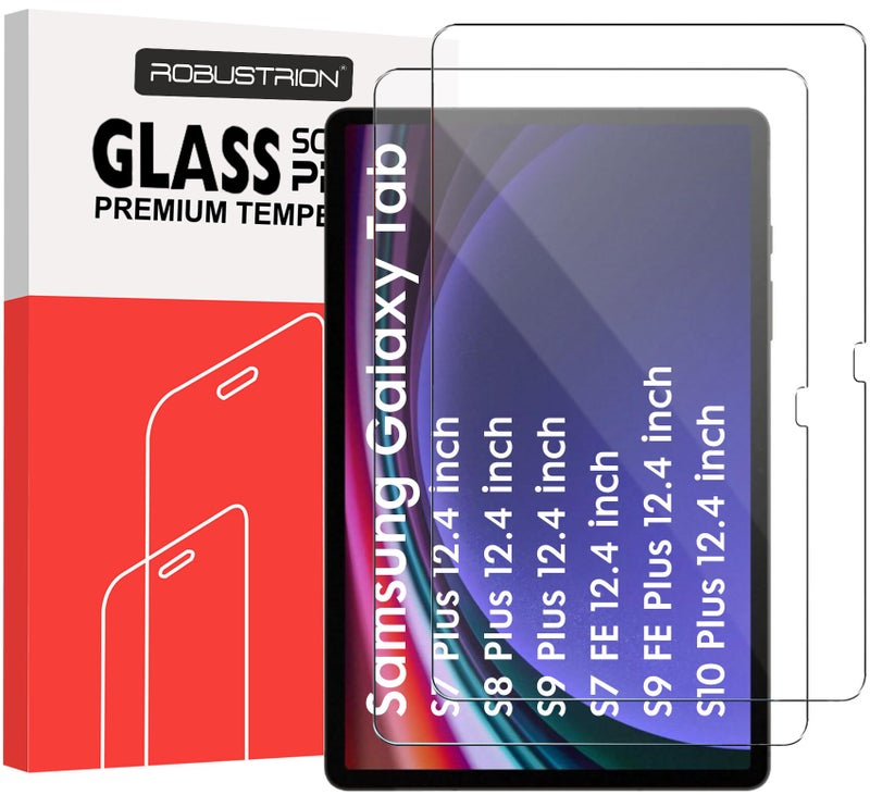 Robustrion 2 Pack Tempered Glass for Samsung Galaxy Tab S9 FE Plus / S9 Plus / S10 Plus / S8 Plus / S7 FE 12.4 inch Screen Protector Guard for Samsung S9 FE+ / S10+ / S9+ / S8+ / S7+/ S7 FE Tablet - Image 1