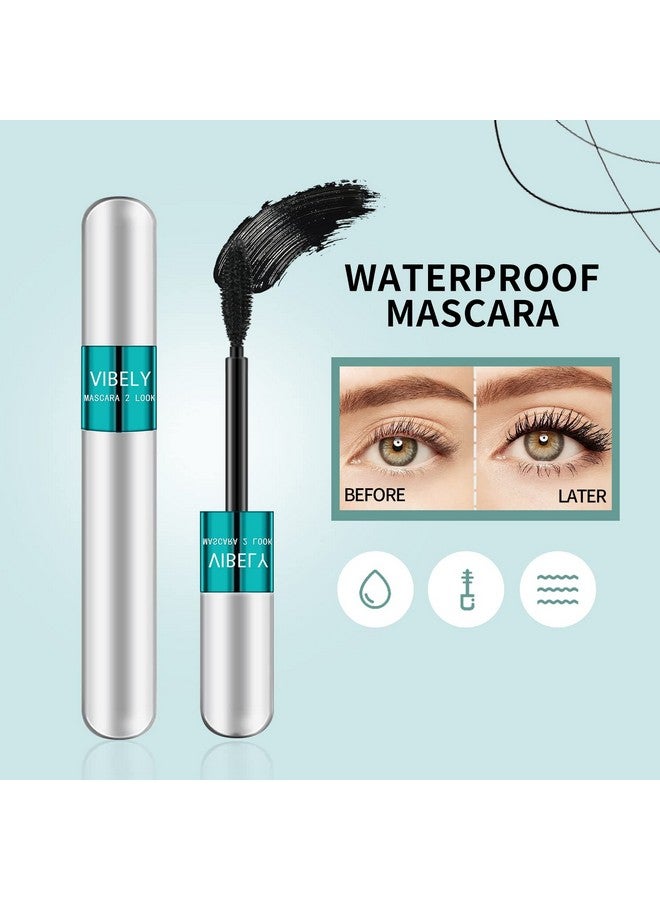 Vibely ماسكارا 2 في 1، رموش أطول بخمس مرات ومقاومة للماء، تأثير طبيعي لإطالة الرموش وتكثيفها، لا تتكتل، ألياف حريرية فائقة القوة رباعية الأبعاد لمكياج Vibely - Image 4