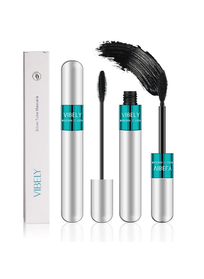 Vibely ماسكارا 2 في 1، رموش أطول بخمس مرات ومقاومة للماء، تأثير طبيعي لإطالة الرموش وتكثيفها، لا تتكتل، ألياف حريرية فائقة القوة رباعية الأبعاد لمكياج Vibely - Image 2