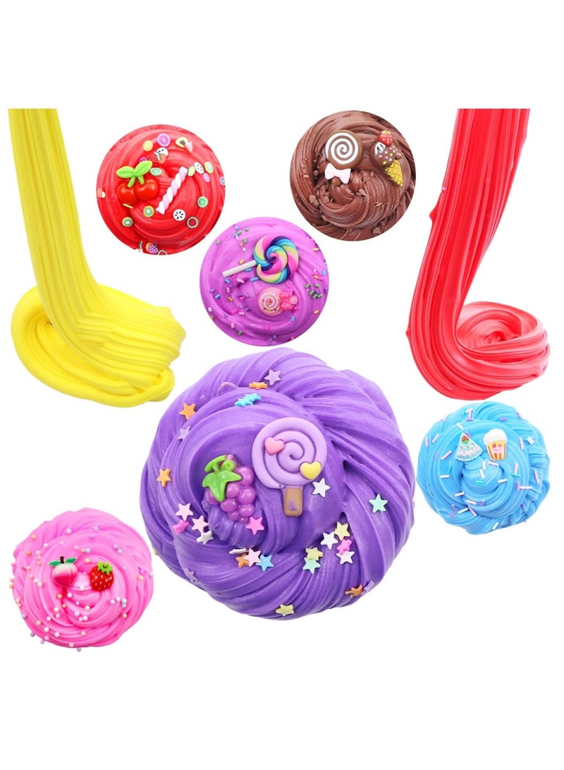 YelaJoy 10 PCS Puffy Butter & Cloud Slime Kit for Kids - Scented Soft Non-Sticky Slime Set with Fruit Mold, Birthday Party Gift for Girls & Boys - Image 4
