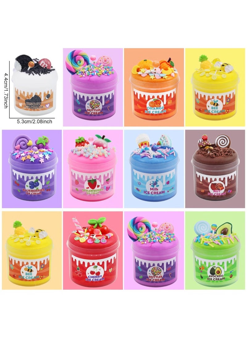 YelaJoy 10 PCS Puffy Butter & Cloud Slime Kit for Kids - Scented Soft Non-Sticky Slime Set with Fruit Mold, Birthday Party Gift for Girls & Boys - Image 3