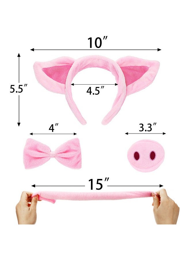 Norme Pig Costume Set - Ears, Nose, Tail, and Bow Tie Pink Fancy Dress Kit Accessories for Kids Halloween Party, Mardi Gras, Carnival Dress up Play - Image 2