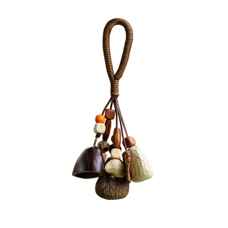 Handmade Natural Nut Shell Wind Chime Pendant DIY Kit with Bell, Car & Bag Charm, Teacher's Day Gift - Image 1