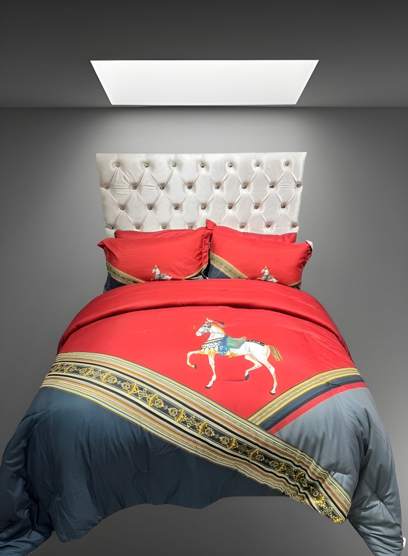 HOMETOPIA Luxury 6-Piece Bedding Set King Size – Ultra-Soft Microfiber Comforter 230x260cm, Deep Pocket Fitted Sheet 200x200+30cm, 4 Pillow Covers – Classic Royal Pattern – Wrinkle-Free, Breathable, Machine Washable, Hotel Quality Bed Set – Double Bed Mattress Fit – Premium Bedroom Essentials KSA  - Image 2