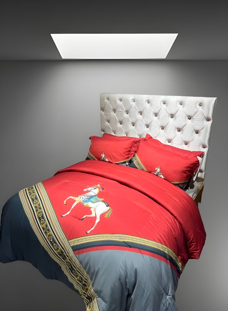 HOMETOPIA Luxury 6-Piece Bedding Set King Size – Ultra-Soft Microfiber Comforter 230x260cm, Deep Pocket Fitted Sheet 200x200+30cm, 4 Pillow Covers – Classic Royal Pattern – Wrinkle-Free, Breathable, Machine Washable, Hotel Quality Bed Set – Double Bed Mattress Fit – Premium Bedroom Essentials KSA  - Image 1
