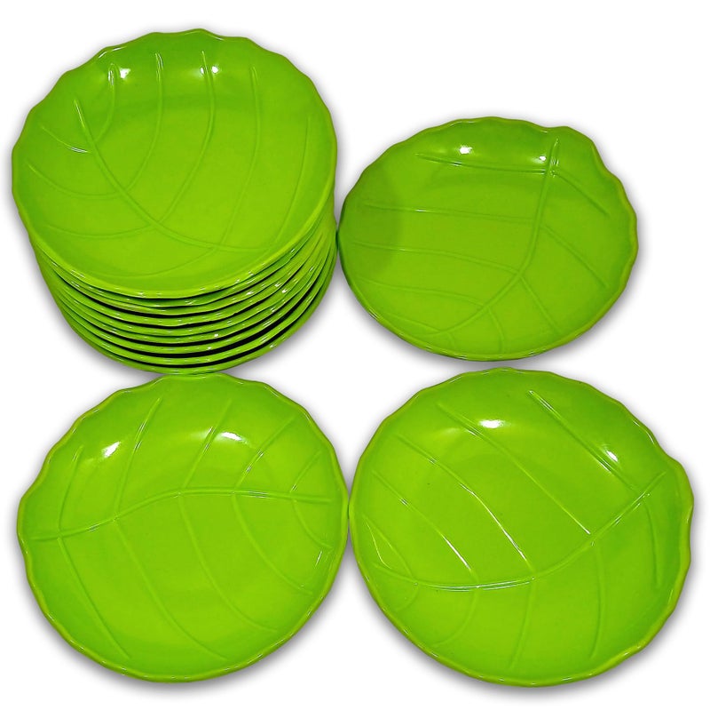 BHOJANWARE Melamine Snack Platter Set of 12 in Green Color- Perfect Addition to Your Kitchen Utensils and Plates Collection- (Size - 6.5 Inch / 16 CM) - Image 3