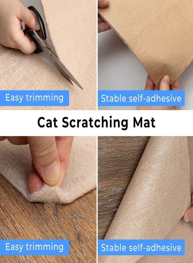 THAMIAO Cat Carpet remnants Cat Scratching Mat Trimmable Self-Adhesive Carpet DIY Climbing Scratcher Scratch Furniture Protector Covering Posts (78.7" x 15.8" Beige) - Image 3