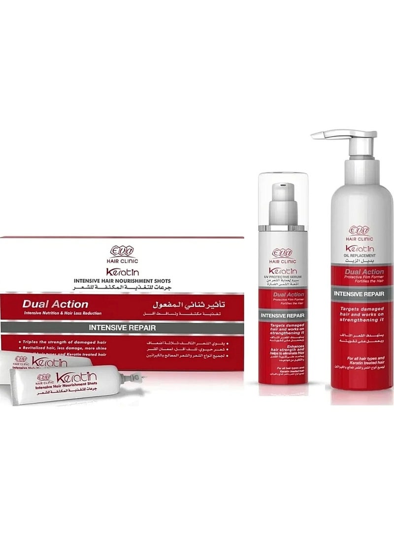 إيفا كيراتين - جرعات تغذية مكثفة للشعرمع بديل الزيت مع سيروم لحماية الشعر من اشعة الشمس الضارة