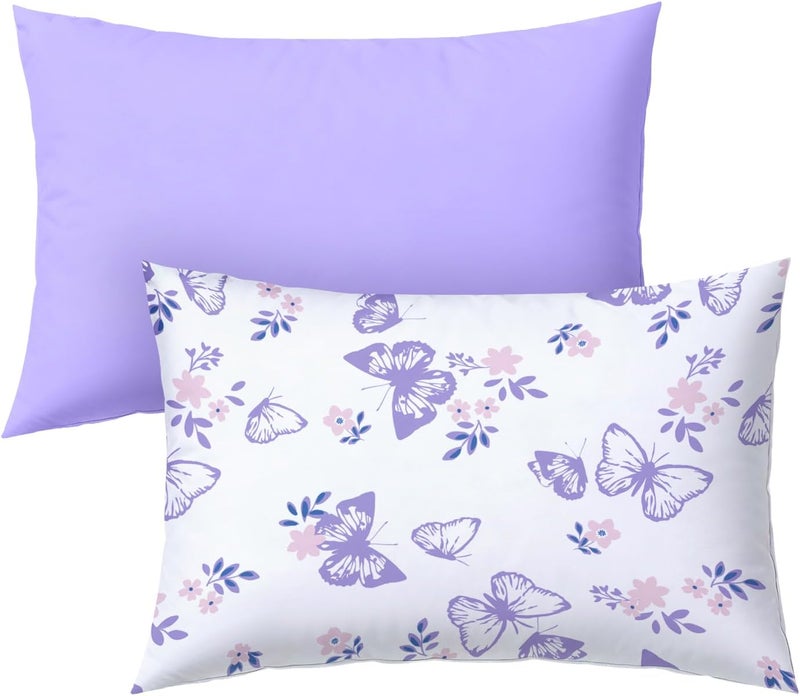 Kids Toddler Pillowcase Envelope Travel Pillowcase Baby Pillow Cover Fits Pillows Sized 12x16 or 13x18-2 Pack Soft Children’s Bedding Pillowslip Case for Boys and Girls -Butterfly - Image 1