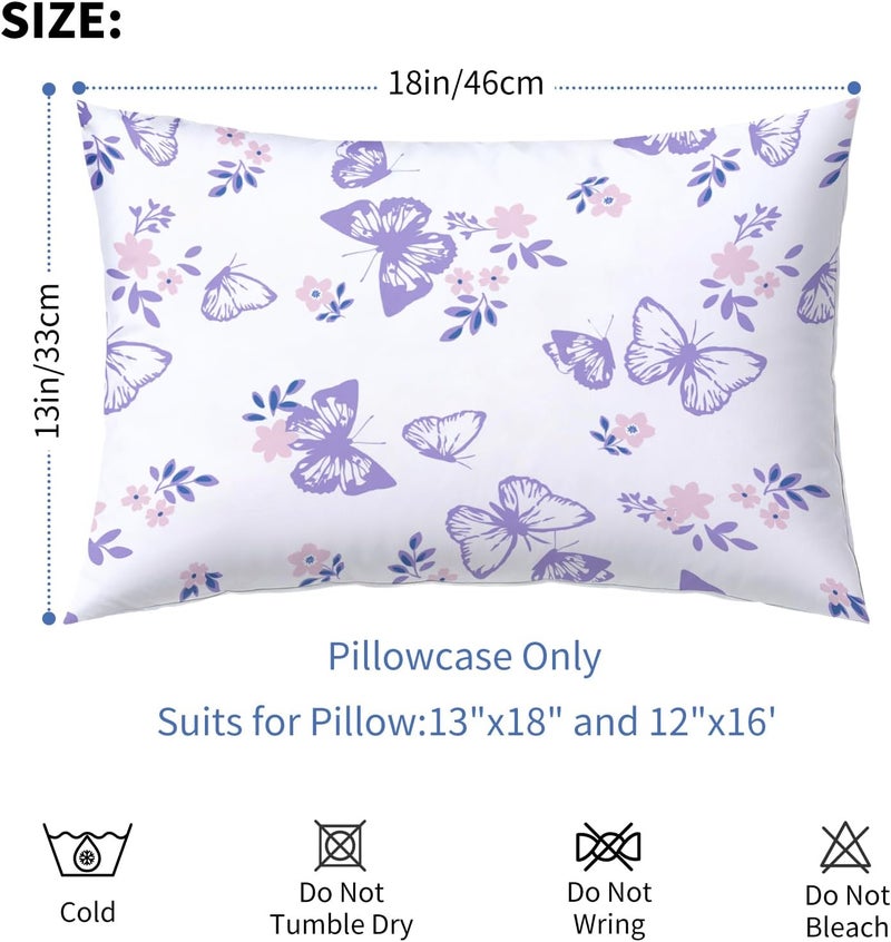 Kids Toddler Pillowcase Envelope Travel Pillowcase Baby Pillow Cover Fits Pillows Sized 12x16 or 13x18-2 Pack Soft Children’s Bedding Pillowslip Case for Boys and Girls -Butterfly - Image 2