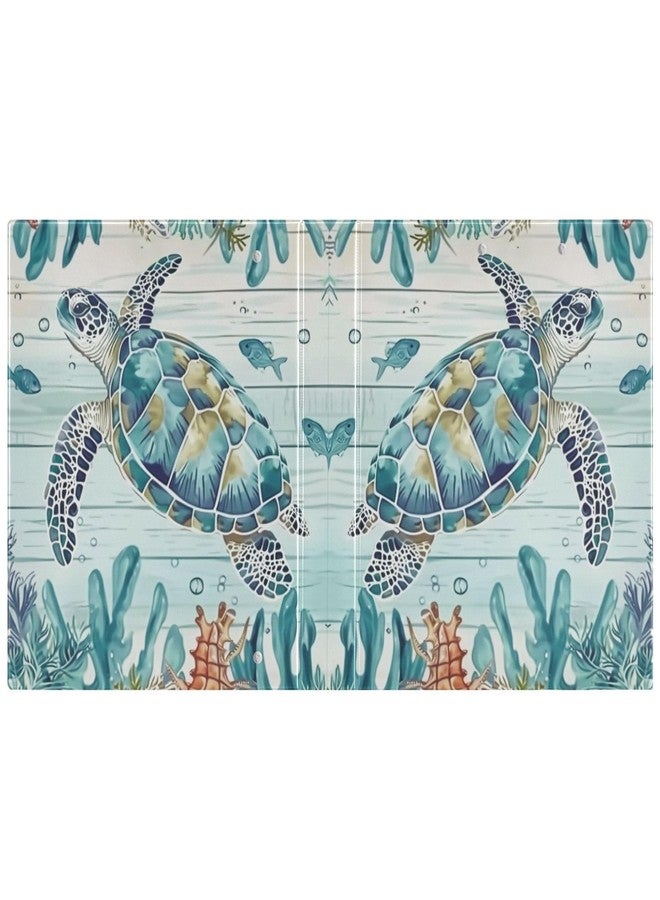KUEJOP Swimming Sea Turtle Pattern 3 Ring Binder, 1.5 Inch Round Ring Binder Holds 200 Sheets with 3 Interior PVC Clear Pockets for School Office - Image 3