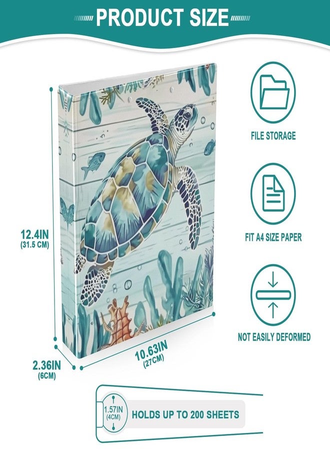 KUEJOP Swimming Sea Turtle Pattern 3 Ring Binder, 1.5 Inch Round Ring Binder Holds 200 Sheets with 3 Interior PVC Clear Pockets for School Office - Image 5