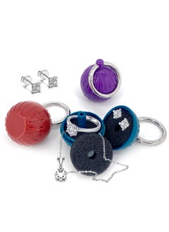 Traveling Jewelry Holder, Portable Travel Jewelry Ring Keychain, Camping Earring Pill Container Hanging Joint Holder Sponge Protector Gifts Bag Roll Case (3 Pcs)