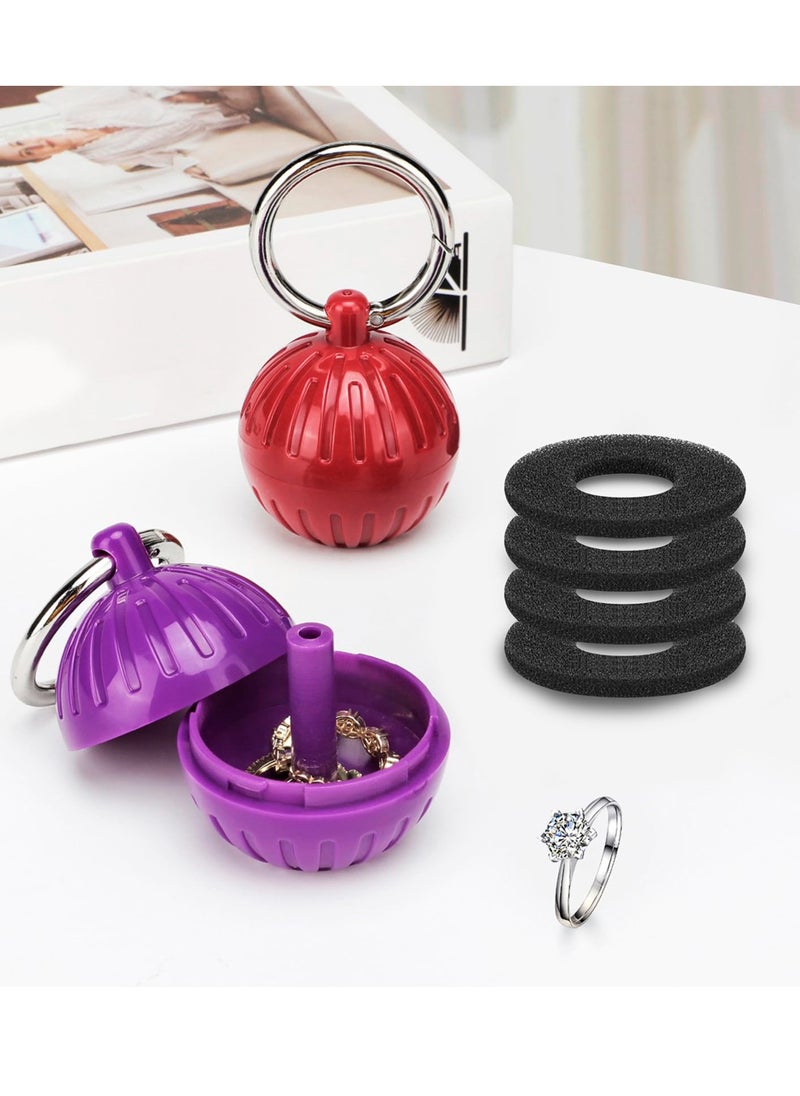 SYOSI - Traveling Jewelry Holder, Portable Travel Jewelry Ring Keychain, Camping Earring Pill Container Hanging Joint Holder Sponge Protector Gifts Bag Roll Case (3 Pcs) - Image 1