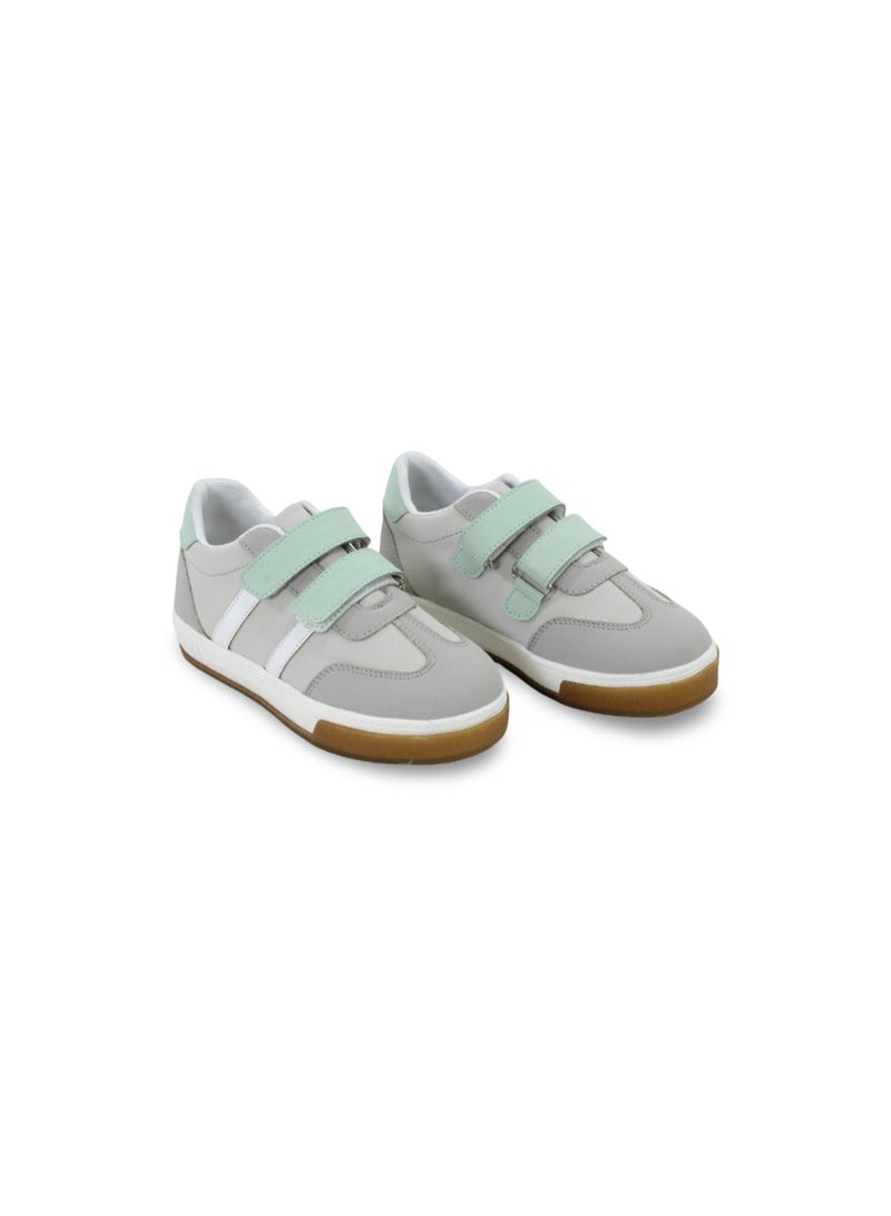 Unisex Kids Leather Sneakers – Grey*Mint*White - Image 1