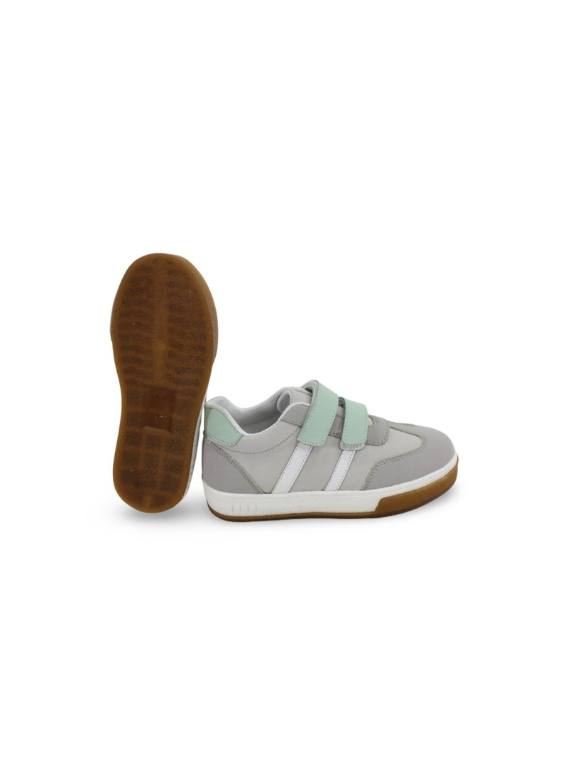 Unisex Kids Leather Sneakers – Grey*Mint*White - Image 3