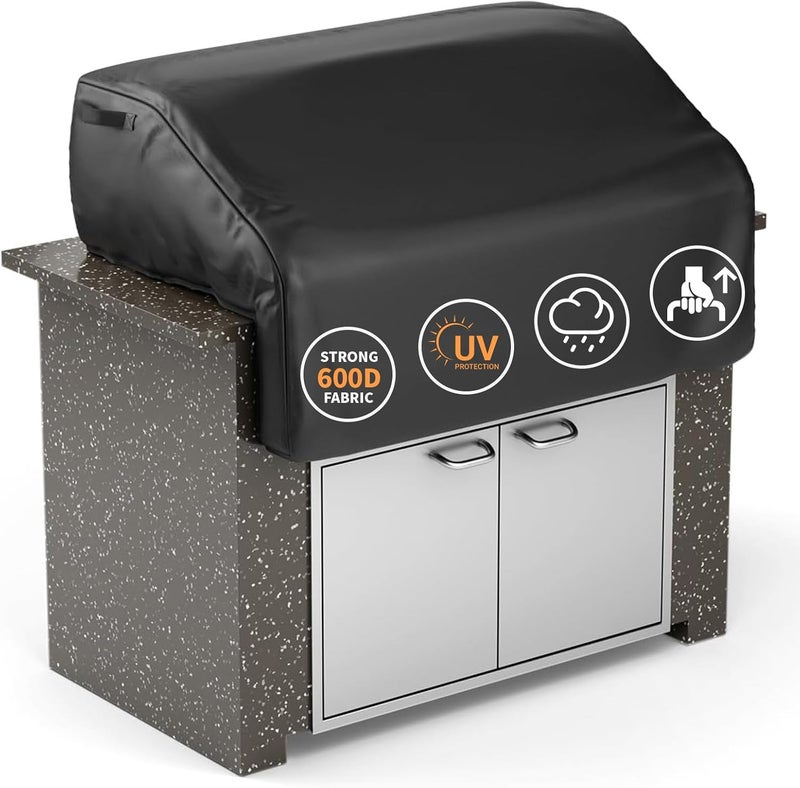 GRISUN Built-in Grill Cover for Bull 45005 Built in Gas Grills 32 inch, Bull Outdoor Kitchen & Grill Head Cover, Heavy Duty Waterproof BBQ Grill Cover with Handle, Black - Image 1