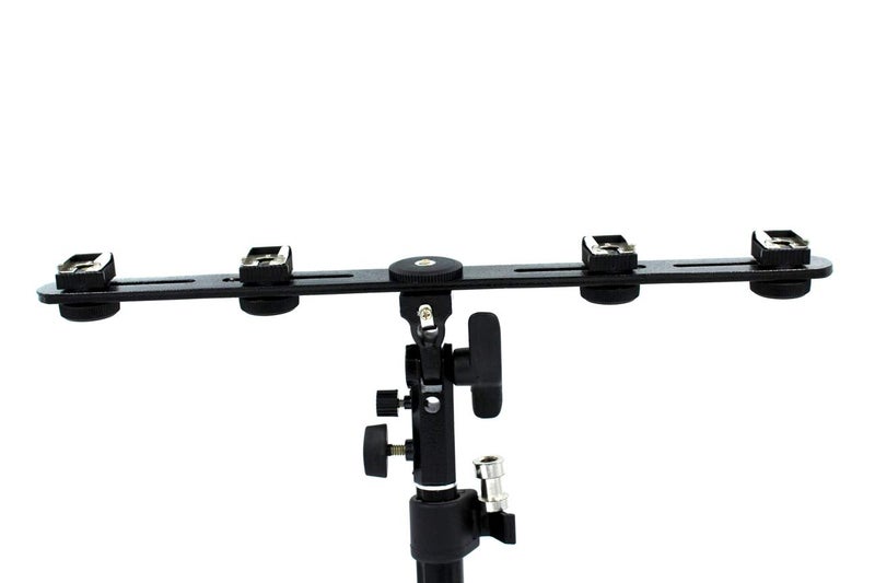 SHOPEE Branded S4 Universal Adjustable Four Flash Bracket Quad Four Hot Shoe Swivel Speedlight Stand Umbrella Holder Light Stand Bracket Mount 1/4" to 3/8'' for Studio Video DSLR Camera - Image 5